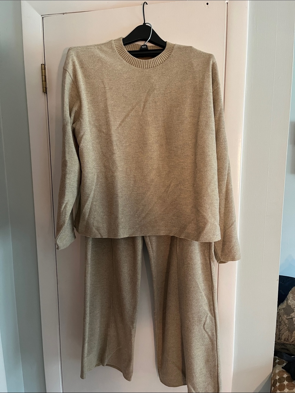 Zara Beige Knit Two-Piece Lounge Set